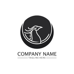 phoenix bird symbol and logo design vector illustration