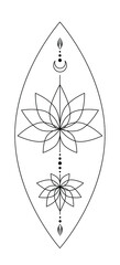 A lotus on a white background. Linear art design for postcards, invitations, packaging. Vector.