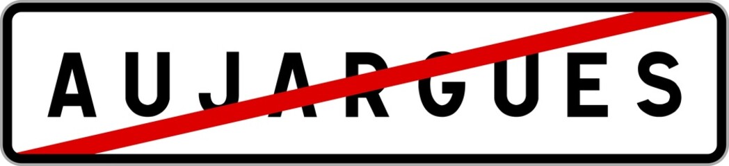 Panneau sortie ville agglomération Aujargues / Town exit sign Aujargues