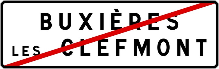 Panneau sortie ville agglomération Buxières-lès-Clefmont / Town exit sign Buxières-lès-Clefmont