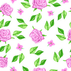 Rose seamless pattern, design romantic floral pink flower background.