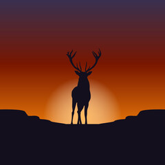 deer silhouette against twilight sky background