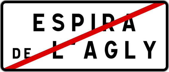 Panneau sortie ville agglom&eacute;ration Espira-de-l'Agly / Town exit sign Espira-de-l'Agly