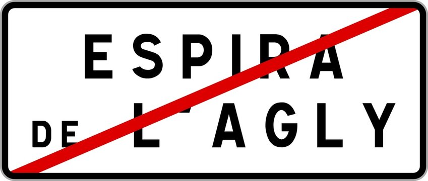 Panneau sortie ville agglom&eacute;ration Espira-de-l'Agly / Town exit sign Espira-de-l'Agly