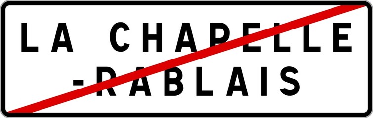 Panneau sortie ville agglomération La Chapelle-Rablais / Town exit sign La Chapelle-Rablais