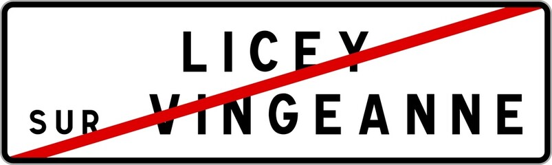 Panneau sortie ville agglomération Licey-sur-Vingeanne / Town exit sign Licey-sur-Vingeanne