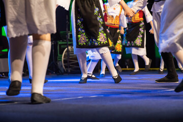 Serbian women folk dancers at a festival