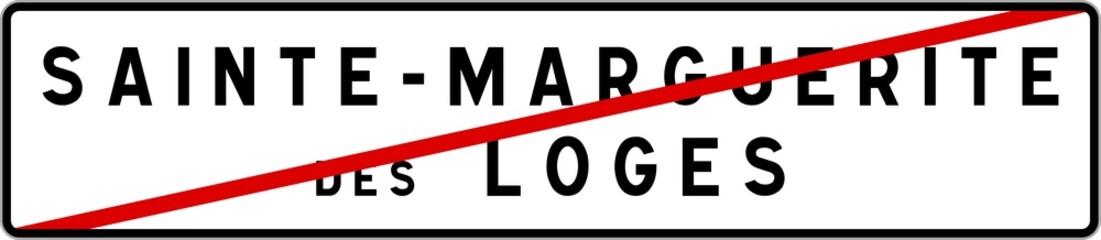 Panneau sortie ville agglomération Sainte-Marguerite-des-Loges / Town exit sign Sainte-Marguerite-des-Loges