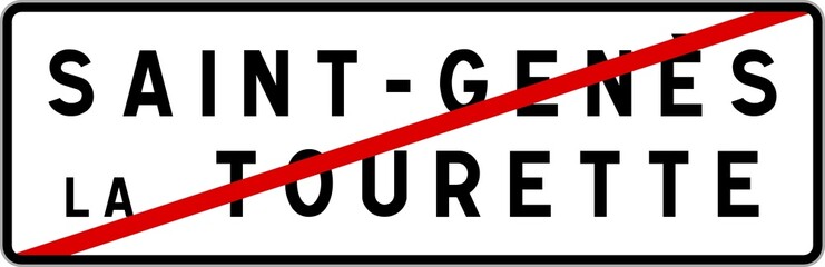 Panneau sortie ville agglomération Saint-Genès-la-Tourette / Town exit sign Saint-Genès-la-Tourette