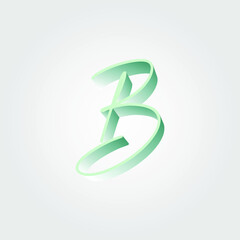 Abstract letter B logo design template. 3d globe wave bend creative sign logotype. Universal vector icon