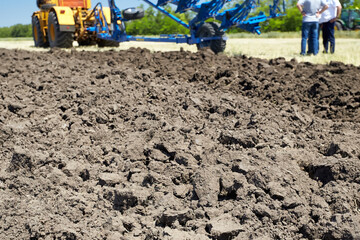 Closeup of plowed land on a field.