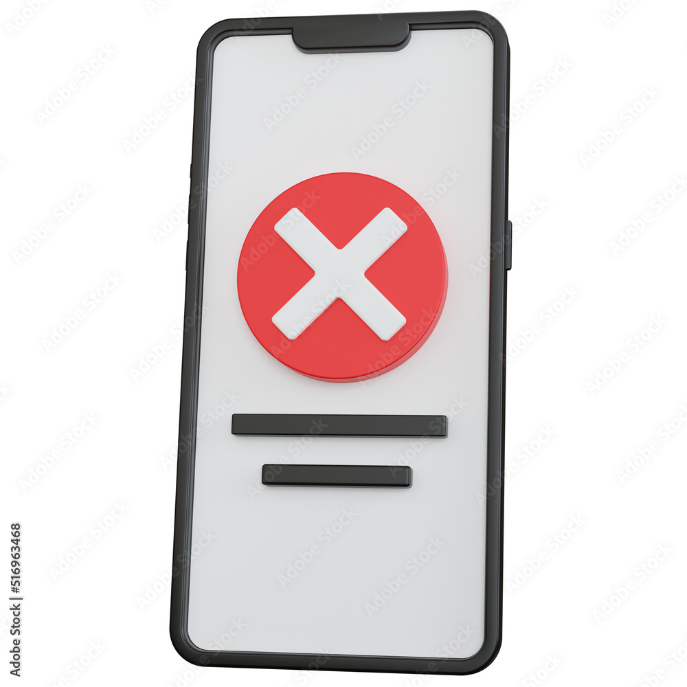 Aufkleber 3d rendering of black smartphone with cross mark icon and red circle isolated