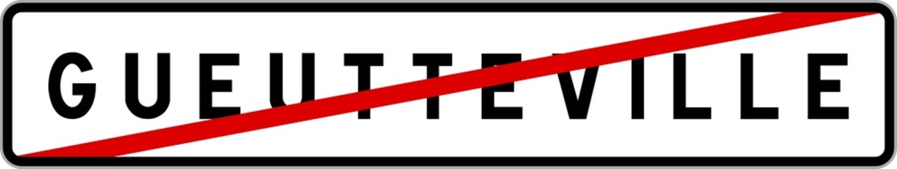 Fototapeta premium Panneau sortie ville agglomération Gueutteville / Town exit sign Gueutteville