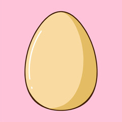 Whole fresh chicken egg. Hand drawn flat vector illustration in pastel soft tone  isolated on light pink background.