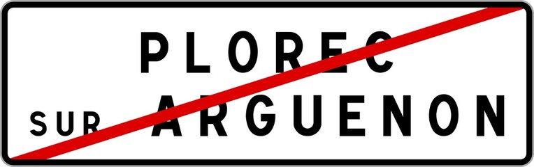 Panneau sortie ville agglomération Plorec-sur-Arguenon / Town exit sign Plorec-sur-Arguenon