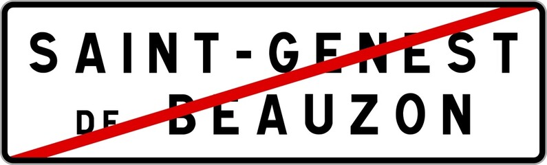 Panneau sortie ville agglomération Saint-Genest-de-Beauzon / Town exit sign Saint-Genest-de-Beauzon