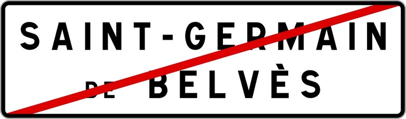 Panneau sortie ville agglomération Saint-Germain-de-Belvès / Town exit sign Saint-Germain-de-Belvès