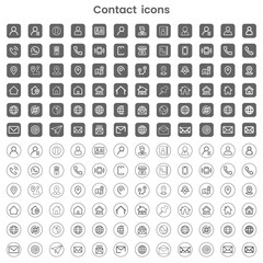 Modern Contact and Communication Icons Set – 70+ Outline and Filled Icons Including User, Phone, Chat, Map, Mail, Web – Vector Icons for UI, App, Website, and Business Use