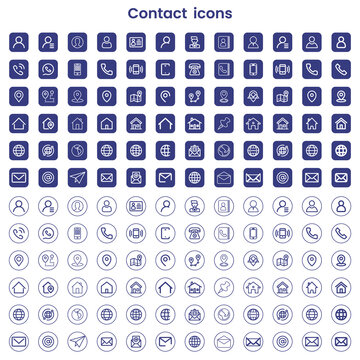 Modern Web icon set. Business card contact information icons. Contact us icon set for all types company