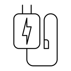 Cell phone charger line icon. Linear style sign for mobile concept and web design. Power adapter outline vector icon. Symbol, logo.Vector illustration.