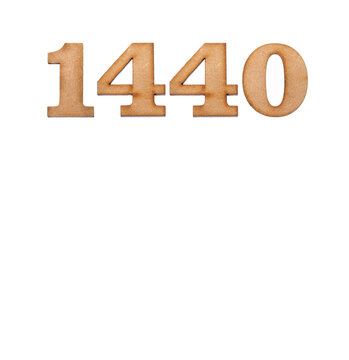Number 1440 in wood, isolated on white background