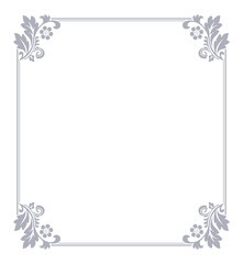 Decorative frame Elegant vector element for design in Eastern style, place for text. Floral gray and white border. Lace illustration for invitations and greeting cards