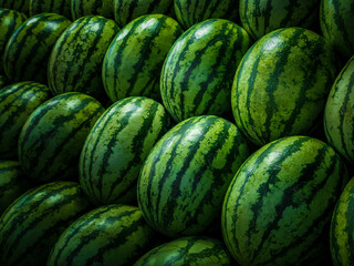 Many green watermelons as background