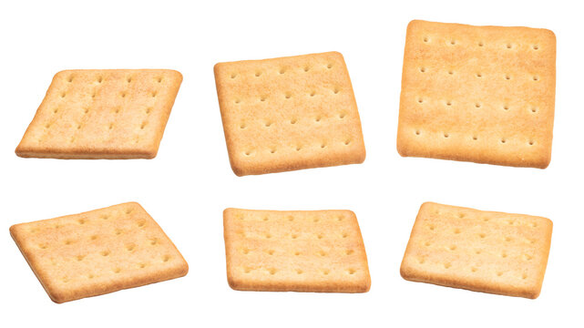 delicious square cracker with salt isolated on white. the entire image in sharpness.