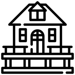 BEACHHOUSE line icon,linear,outline,graphic,illustration
