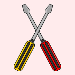 Vector illustration of screwdriver with different color. 