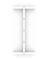 Letter I made of retractable white parts from a white background, analog indicator, 3d rendering