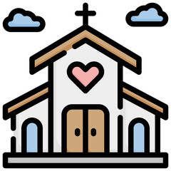 CHURCH filled outline icon,linear,outline,graphic,illustration