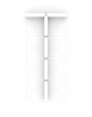 Letter T made of retractable white parts from a white background, analog indicator, 3d rendering