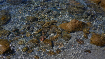 clear sea side water with rocks 