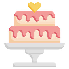 WEDDING CAKE flat icon,linear,outline,graphic,illustration