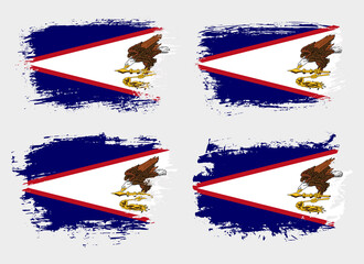 Artistic American Samoa country brush flag collection. Set of grunge brush flags on a solid background