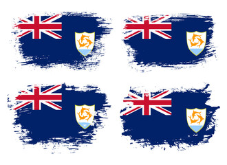 Artistic Anguilla country brush flag collection. Set of grunge brush flags on a solid background