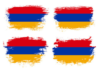 Artistic Armenia country brush flag collection. Set of grunge brush flags on a solid background