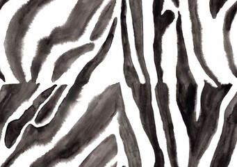 Zebra, horse seamless pattern, watercolor illustration.
