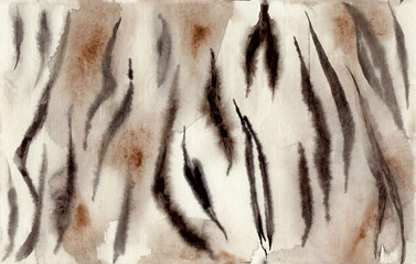 Tiger seamless pattern, watercolor illustration. Animal skin fur.
