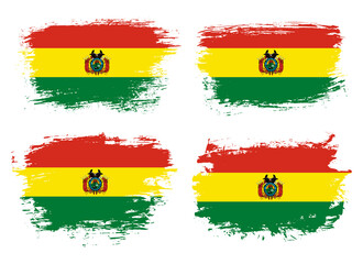 Obraz premium Artistic Bolivia country brush flag collection. Set of grunge brush flags on a solid background