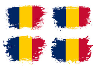 Fototapeta premium Artistic Chad country brush flag collection. Set of grunge brush flags on a solid background
