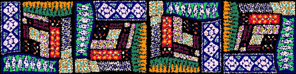 Ethnic carpet with geometric mosaic aztec style stripes on tile. majolica Antique interior,modern rugs,geographic print on kente clot textile.Tribal vector ornament seamless african pattern.multicolor