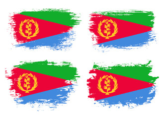 Artistic Eritrea country brush flag collection. Set of grunge brush flags on a solid background