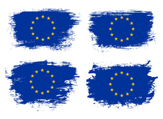 Artistic European Union country brush flag collection. Set of grunge brush flags on a solid background