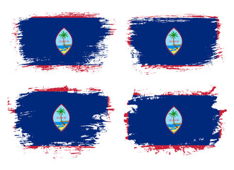 Artistic Guam country brush flag collection. Set of grunge brush flags on a solid background