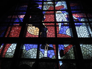 A stained glass window of Tampere Cathedral, Tampere Finland