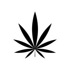 Cannabis or Marijuana sign vector Black icon on white background.