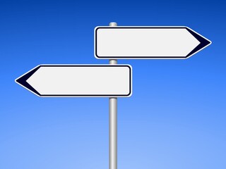 Directional signs isolated on blue background	