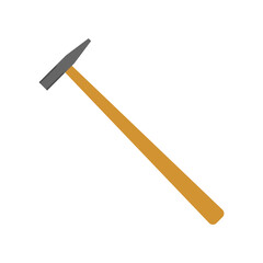Hammer in flat design isolated on white background